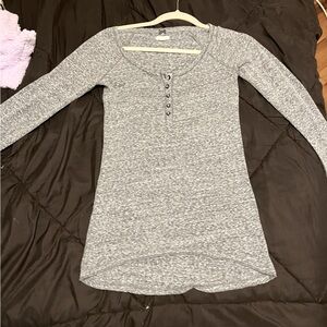 Aerie XS henley long sleeve gray too